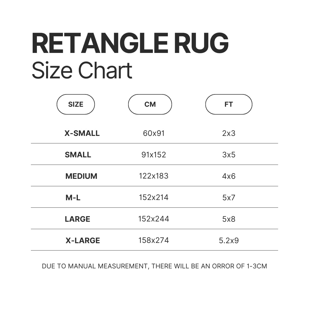 Retangle Rug Size Chart - My Singing Monsters Merch